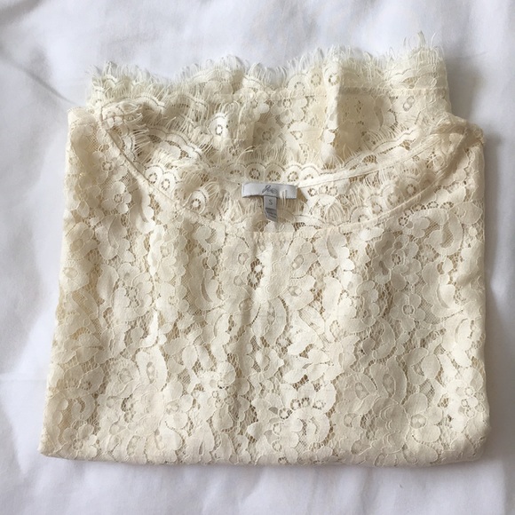 NEW Joie Addison Scalloped Lace Cream Top - Picture 2 of 7
